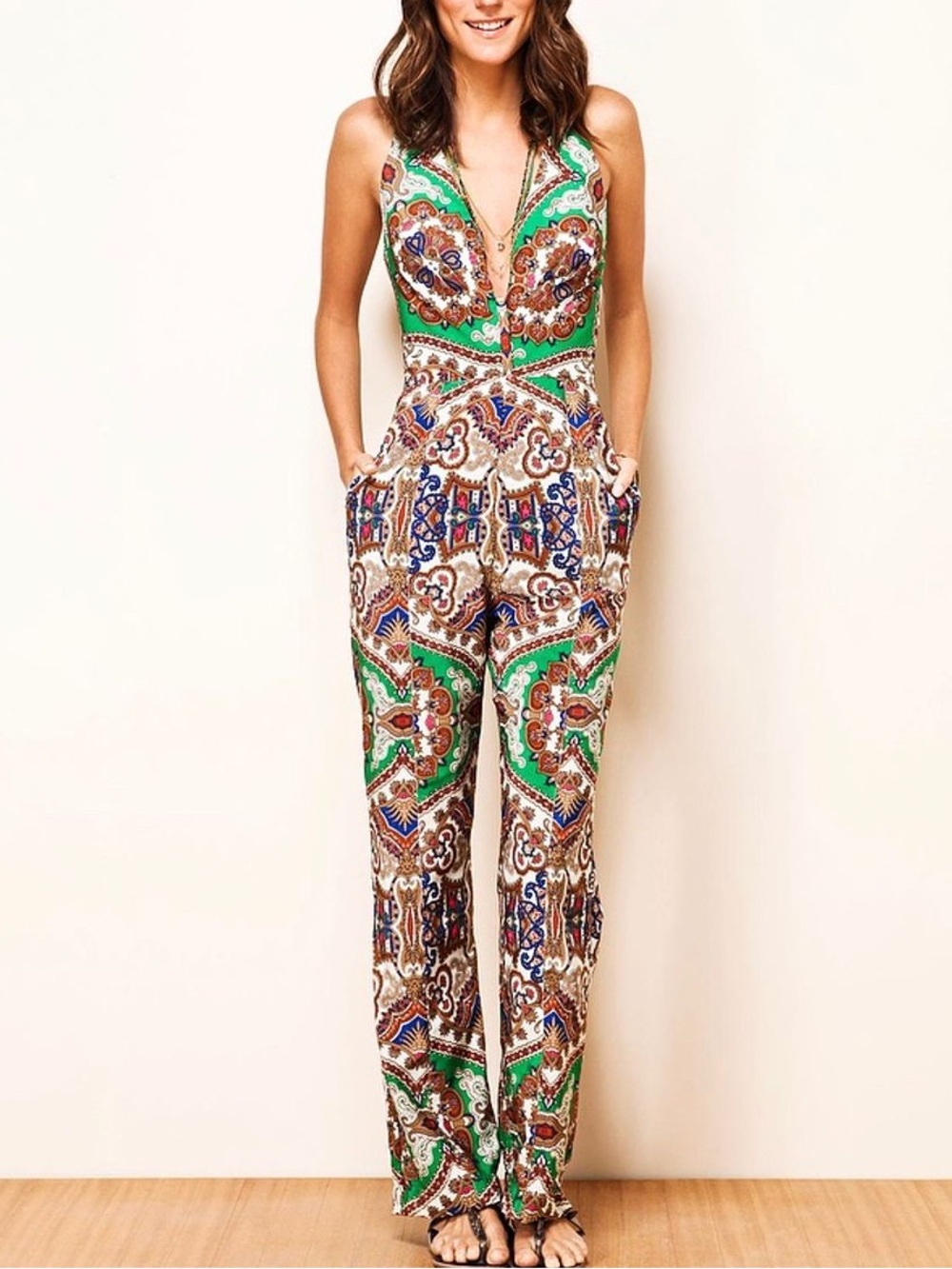 FARM Rio Green Multicolor Halter Jumpsuit - Picture 7 of 7